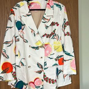 SHEIN citrus patterned three-button blazer